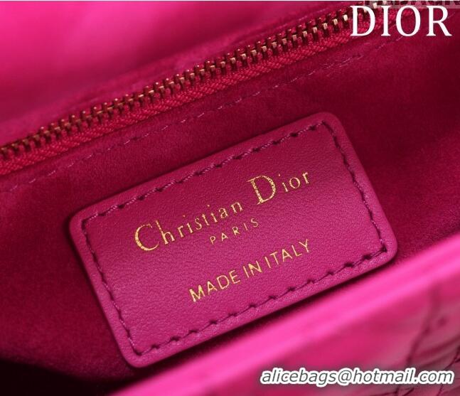 Buy Cheapest Dior Mini Lady Dior Bag in Cannage Lambskin M0505 Dark Pink 2024