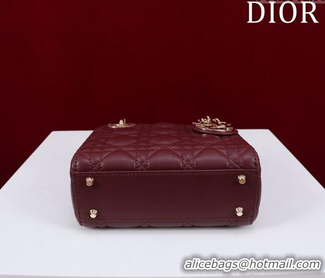 Trendy Design Dior Mini Lady Dior Bag in Cannage Lambskin M0505 Burgundy 2024