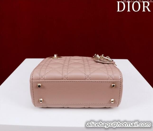 Best Quality Dior Mini Lady Dior Bag in Cannage Lambskin M0505 Dark Nude 2024