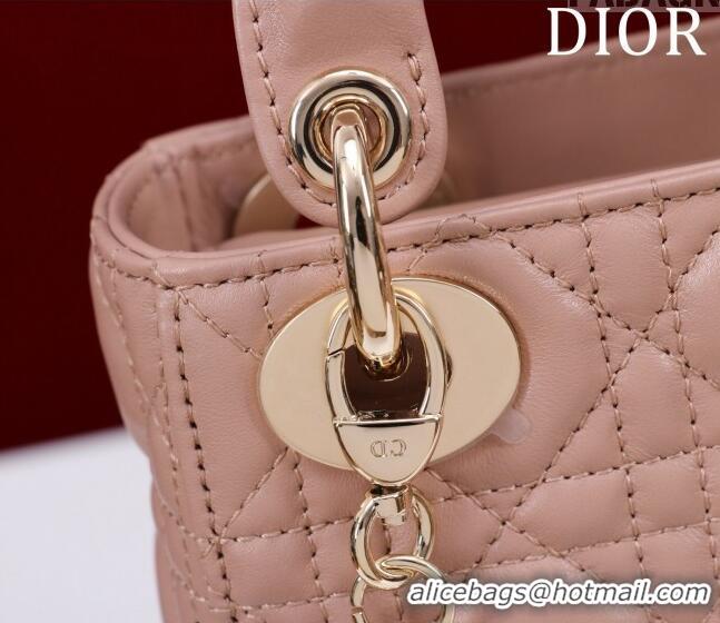 Best Quality Dior Mini Lady Dior Bag in Cannage Lambskin M0505 Dark Nude 2024