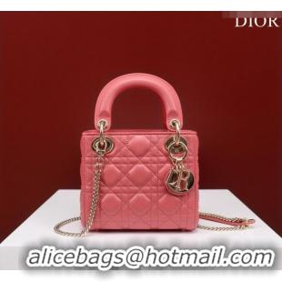 Super Quality Dior Mini Lady Dior Bag in Cannage Lambskin M0505 Pink 2024