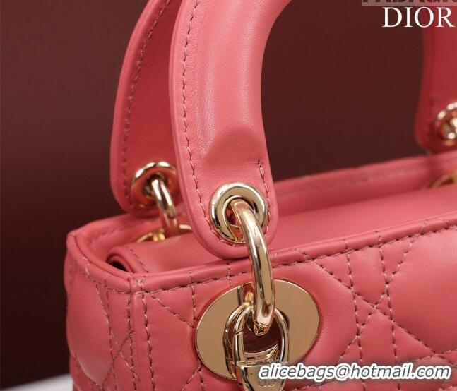 Super Quality Dior Mini Lady Dior Bag in Cannage Lambskin M0505 Pink 2024