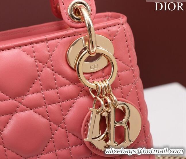 Super Quality Dior Mini Lady Dior Bag in Cannage Lambskin M0505 Pink 2024