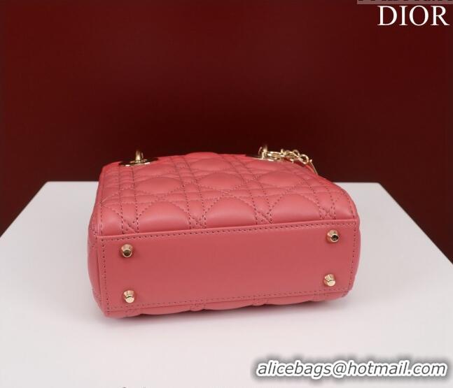 Super Quality Dior Mini Lady Dior Bag in Cannage Lambskin M0505 Pink 2024