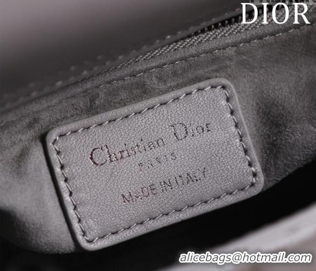 Famous Brand Dior Mini Lady Dior Bag in Cannage Lambskin M0505 Grey/Gunmetal 2024