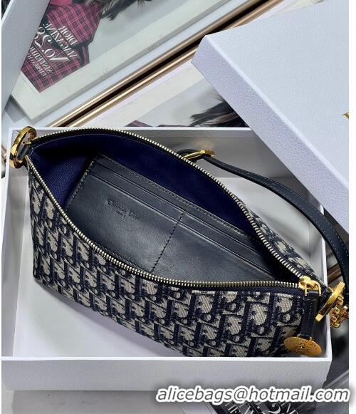 Top Quality Dior Diorstar Hobo Bag with Chain in Dior Oblique Jacquard CD9071 Blue 2024