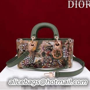 Promotional Dior Small Lady D-Joy Bag in D-Lace Macramé-Effect Motif Embroidery CD9077 Green 2024