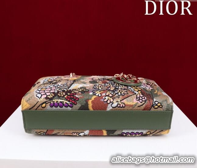 Promotional Dior Small Lady D-Joy Bag in D-Lace Macramé-Effect Motif Embroidery CD9077 Green 2024