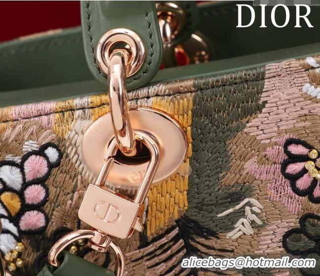 Promotional Dior Small Lady D-Joy Bag in D-Lace Macramé-Effect Motif Embroidery CD9077 Green 2024