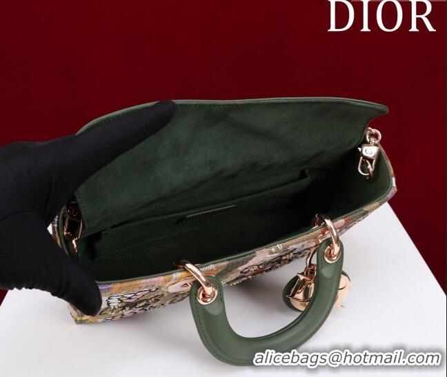 Promotional Dior Small Lady D-Joy Bag in D-Lace Macramé-Effect Motif Embroidery CD9077 Green 2024