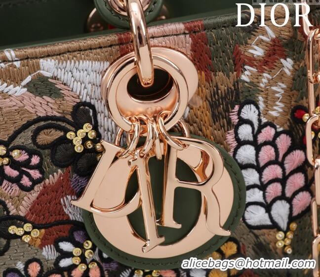 Promotional Dior Small Lady D-Joy Bag in D-Lace Macramé-Effect Motif Embroidery CD9077 Green 2024