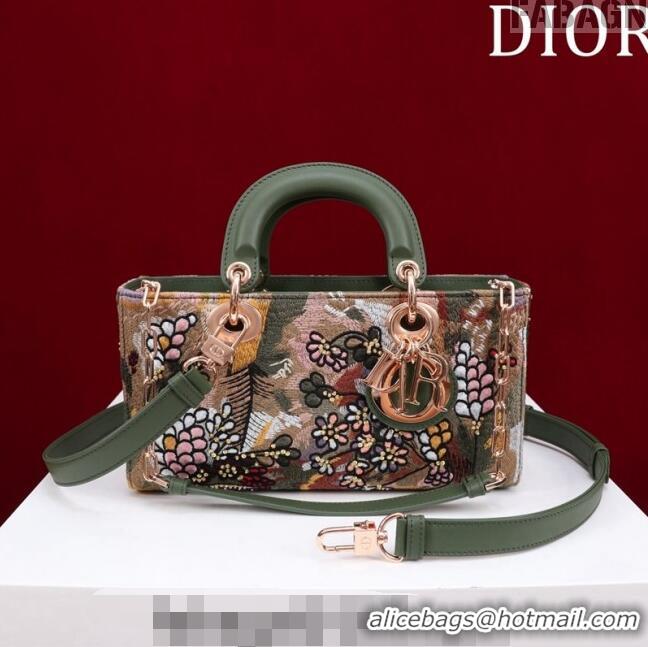 Promotional Dior Small Lady D-Joy Bag in D-Lace Macramé-Effect Motif Embroidery CD9077 Green 2024