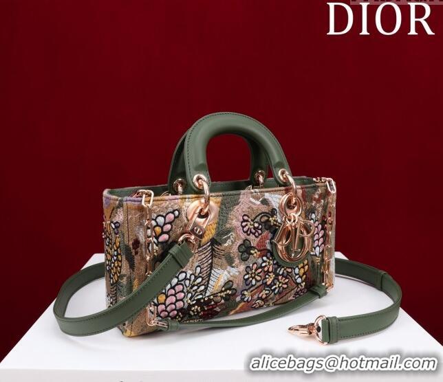 Promotional Dior Small Lady D-Joy Bag in D-Lace Macramé-Effect Motif Embroidery CD9077 Green 2024