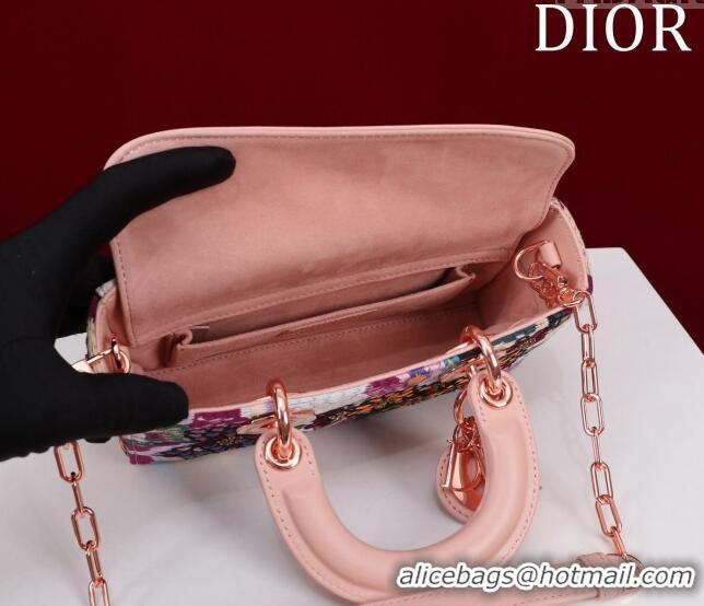 Best Price Dior Small Lady D-Joy Bag in D-Lace Macramé-Effect Motif Embroidery CD9077 Light Pink 2024