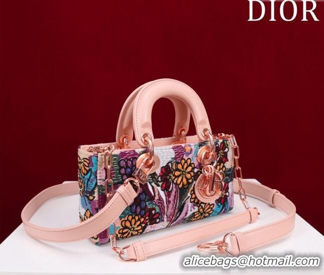 Best Price Dior Small Lady D-Joy Bag in D-Lace Macramé-Effect Motif Embroidery CD9077 Light Pink 2024