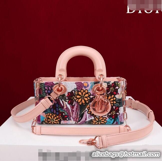 Best Price Dior Small Lady D-Joy Bag in D-Lace Macramé-Effect Motif Embroidery CD9077 Light Pink 2024