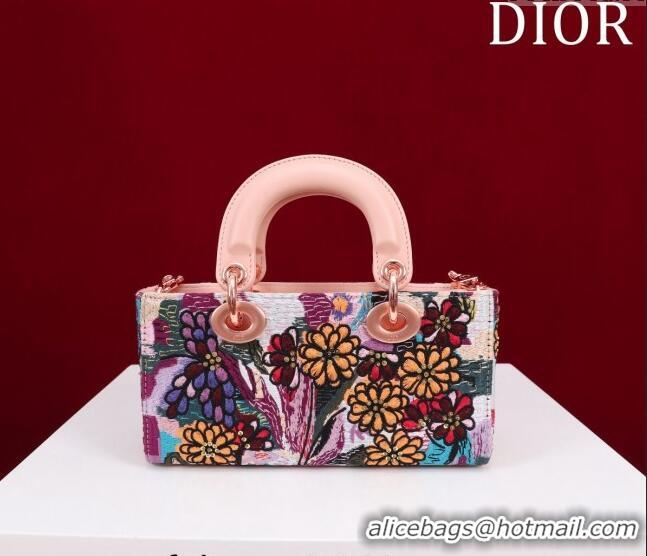 Best Price Dior Small Lady D-Joy Bag in D-Lace Macramé-Effect Motif Embroidery CD9077 Light Pink 2024