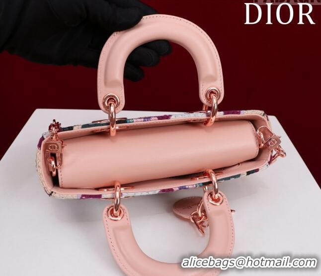 Best Price Dior Small Lady D-Joy Bag in D-Lace Macramé-Effect Motif Embroidery CD9077 Light Pink 2024