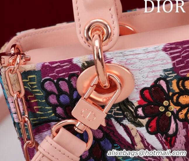 Best Price Dior Small Lady D-Joy Bag in D-Lace Macramé-Effect Motif Embroidery CD9077 Light Pink 2024