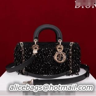 Grade Design Dior Small Lady D-Joy Bag with Beads and Crystals CD9079 Black 2024