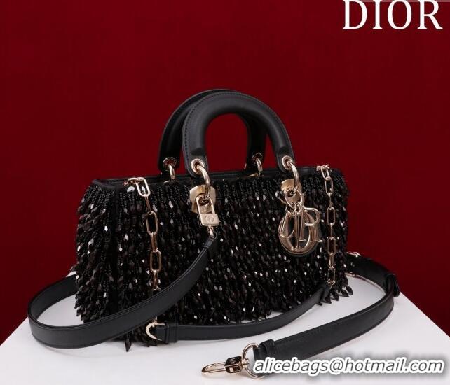 Grade Design Dior Small Lady D-Joy Bag with Beads and Crystals CD9079 Black 2024