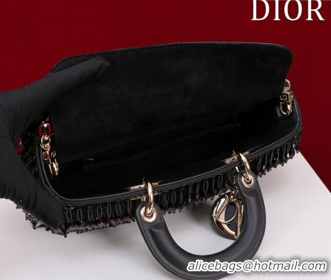 Grade Design Dior Small Lady D-Joy Bag with Beads and Crystals CD9079 Black 2024