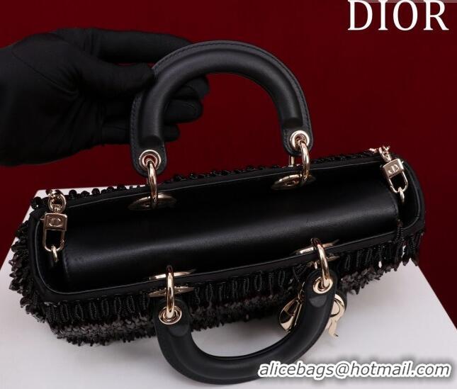 Grade Design Dior Small Lady D-Joy Bag with Beads and Crystals CD9079 Black 2024