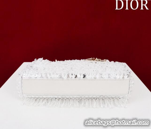 Top Quality Dior Small Lady D-Joy Bag with Beads and Crystals CD9079 White 2024