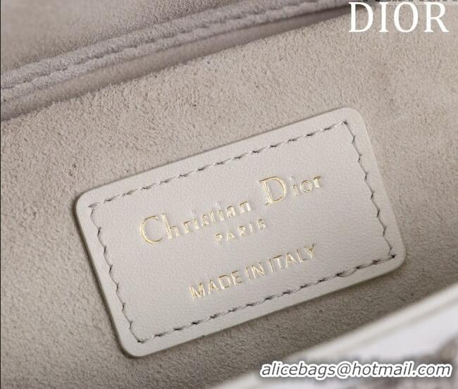 Top Quality Dior Small Lady D-Joy Bag with Beads and Crystals CD9079 White 2024