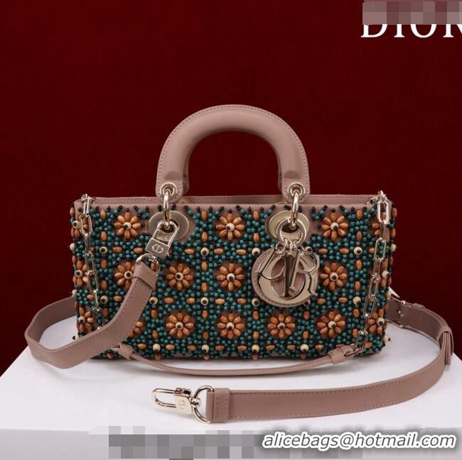 Top Quality Dior Small Lady D-Joy Bag with Wood Beads CD9081 Nude 2024