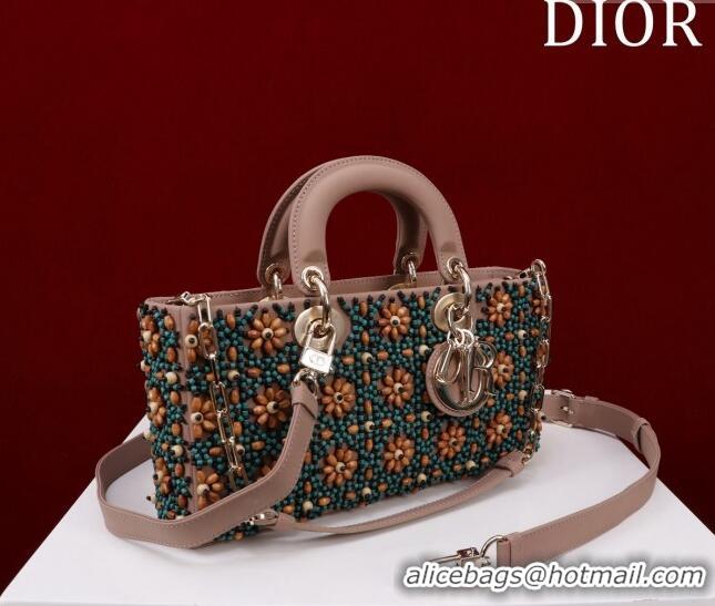 Top Quality Dior Small Lady D-Joy Bag with Wood Beads CD9081 Nude 2024