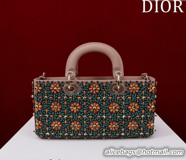 Top Quality Dior Small Lady D-Joy Bag with Wood Beads CD9081 Nude 2024