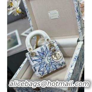 Super Quality Dior Micro Lady Dior Bag and Box Set with Florilegio Motif CD9085 Blue 2024