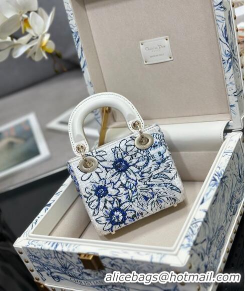 Super Quality Dior Micro Lady Dior Bag and Box Set with Florilegio Motif CD9085 Blue 2024