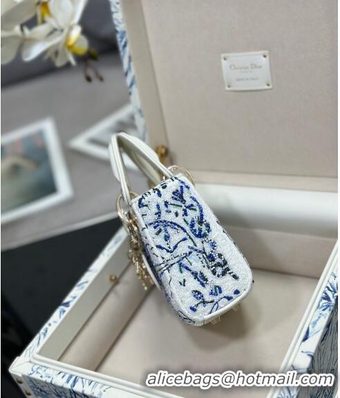 Super Quality Dior Micro Lady Dior Bag and Box Set with Florilegio Motif CD9085 Blue 2024