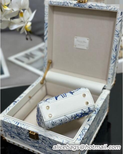 Super Quality Dior Micro Lady Dior Bag and Box Set with Florilegio Motif CD9085 Blue 2024