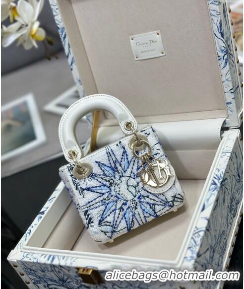 Super Quality Dior Micro Lady Dior Bag and Box Set with Florilegio Motif CD9085 Blue 2024