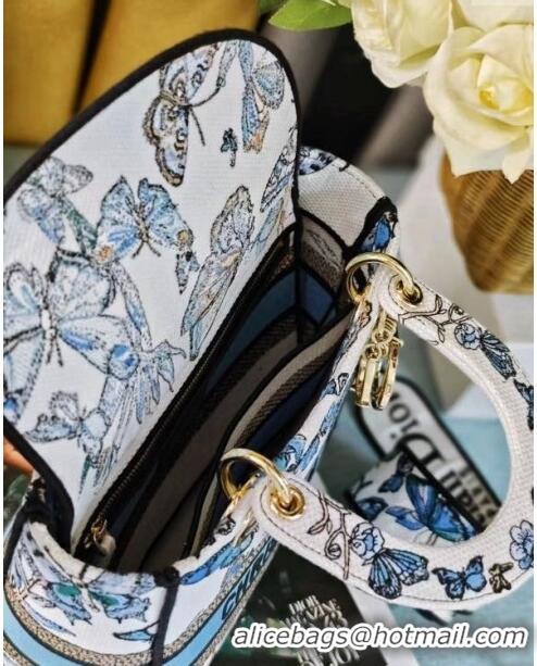 Well Crafted Dior Medium Lady D-Lite Bag in Multicolor Toile de Jouy Mexico Embroidery CD2801 Blue 2024