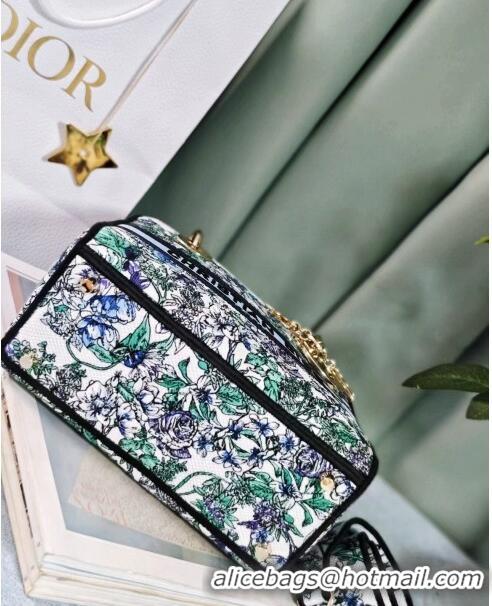 Famous Brand Dior Medium Lady D-Lite Bag in White Multicolor Embroidery CD2801 Blue 2024