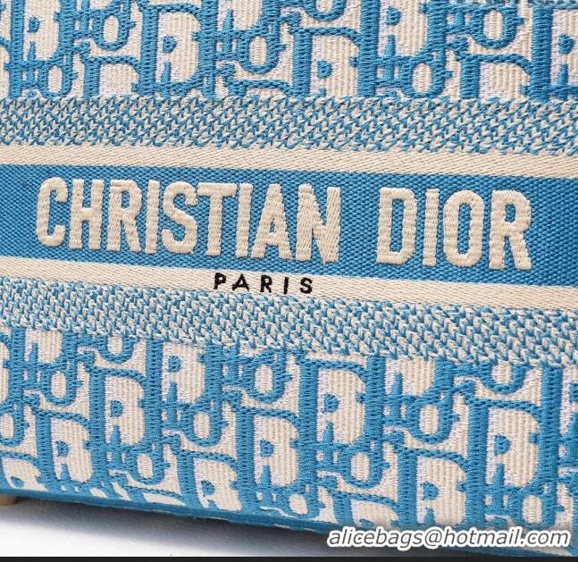 New Fashion Dior Medium Lady D-Lite Bag in Oblique Embroidery CD2801 Blue 2024