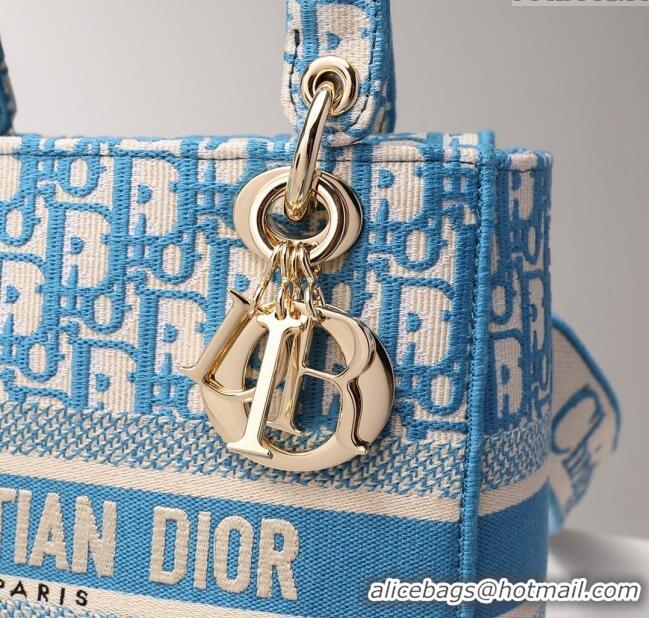 New Fashion Dior Medium Lady D-Lite Bag in Oblique Embroidery CD2801 Blue 2024