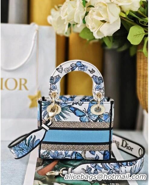 Promotional Dior Mini Lady D-Lite Bag in Multicolor Toile de Jouy Mexico Embroidery CD2807 Blue 2024