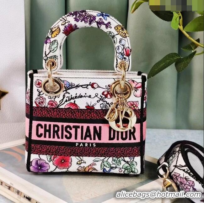 Well Crafted Dior Mini Lady D-Lite Bag in Multicolor Florilegio Embroidery CD2807 White 2024