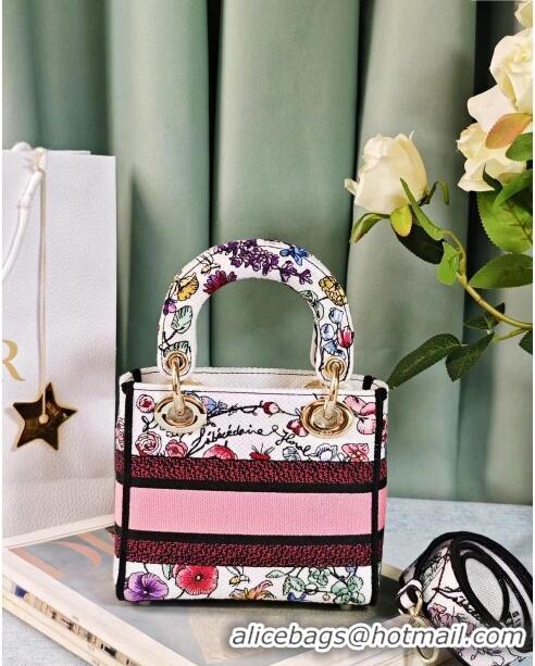 Well Crafted Dior Mini Lady D-Lite Bag in Multicolor Florilegio Embroidery CD2807 White 2024