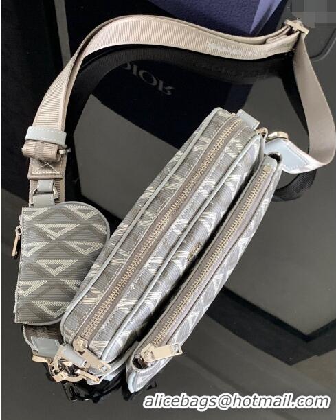 Buy Fashionable Dior Saddle Triple Pouch Bag in CD Diamond Canvas CD2061 Grey 2024