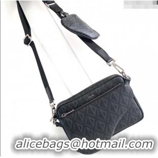 Good Taste Dior Saddle Triple Pouch Bag in CD Diamond Canvas CD2061 Black 2024