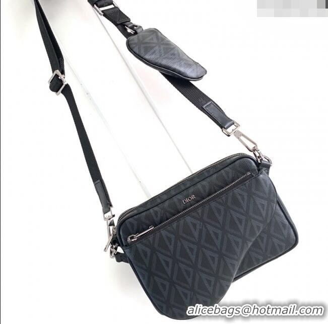 Good Taste Dior Saddle Triple Pouch Bag in CD Diamond Canvas CD2061 Black 2024