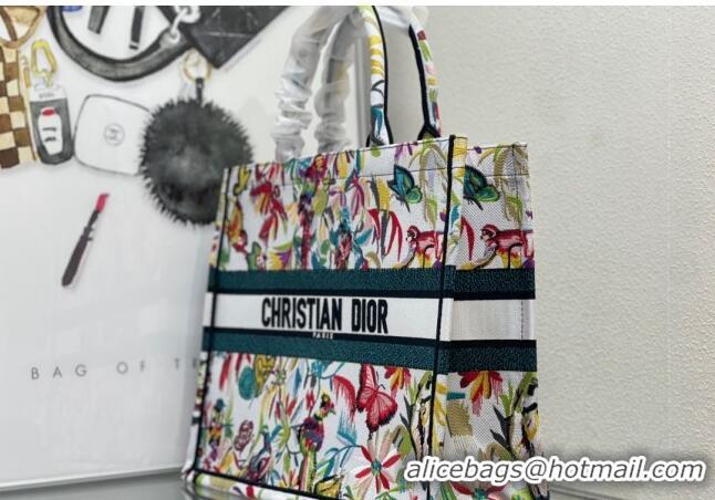 Grade Design Dior Large Book Tote Bag in Multicolor Toile de Jouy Fantastica Embroidery CD2067 White 2024