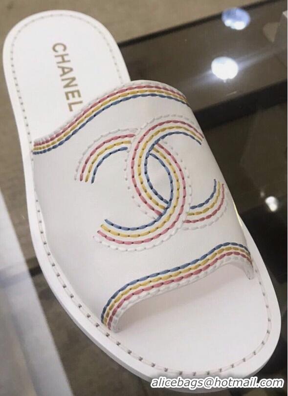 ​Top Quality Chanel  Leather CC Logo Slides/Mules CH8741 White