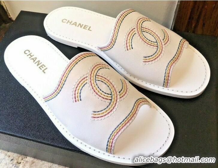 ​Top Quality Chanel  Leather CC Logo Slides/Mules CH8741 White